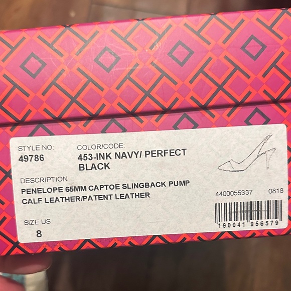 Tory Burch Penelope Slingback -NIB-3” Heel Navy Cap Toe Heels-Made in Italy - Picture 9 of 14